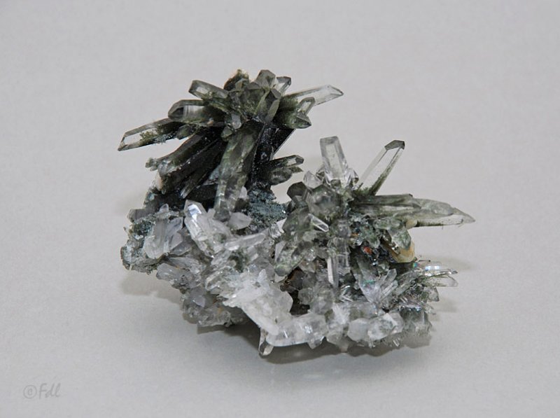 Groupe de cristal de roche avec chlorite